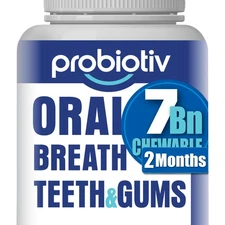 Probiotiv Oral Probiotics for Mouth Bad Breath 7 Billion CFU - Chewable Denta...