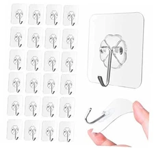 33lbs Adhesive Hooks for Hanging on Wall or Ceiling, Heavy Duty, Clear, Damage 