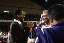 Boston Celtics Wayne Embry with Bill Russell during reunion game a- Old Photo