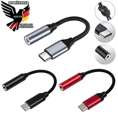 NEUNX USB Typ-C auf zu Aux 3,5mm Klinke Kopfhörer Audio Alu Adapter für iPhone Samsung