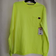 NEW Wrangler Workwear Men's Hi-Vis Yellow Long Sleeve Pocket T-Shirt MEd 38-40