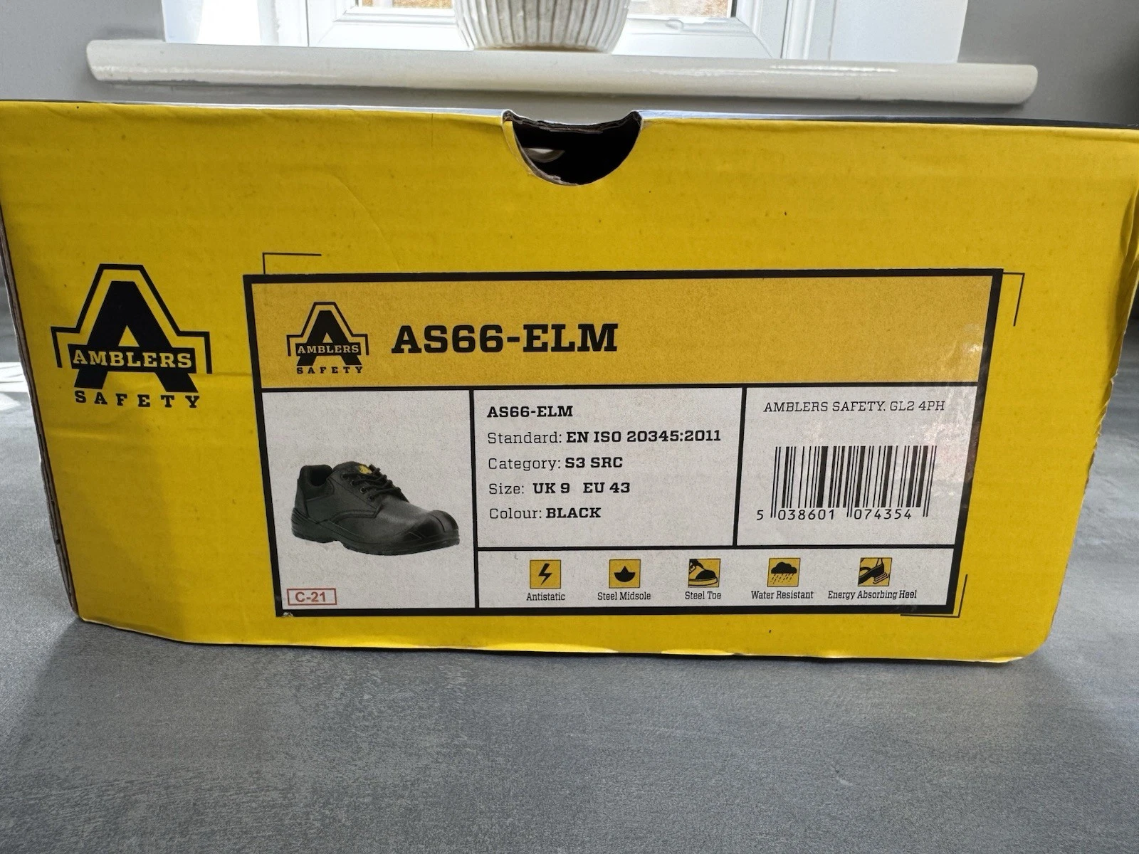 Amblers AS66-EL Leather Safety Steel Toe Shoes S3 SRC Size UK 9 Brand New 2