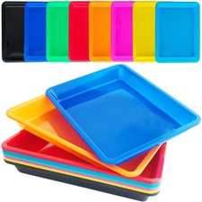 10 Pack Plastic Art Trays: 8 Color Sensory Trays for Kids Crafts DIY Projects