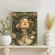 Art Nouveau Snake Framed Canvas Stretched Ready to Hang 50x40 Home decor Gift