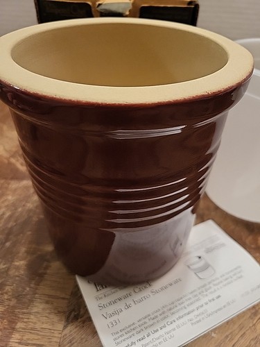 Pampered Chef New Traditions Cranberry Stoneware Crock w/Liner Box #1331 - Picture 5 of 12