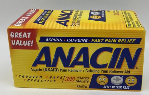 ANACIN Fast Pain Relief Aspirin NSAID, Caffeine Pain Reliever 300 Coated Tablets