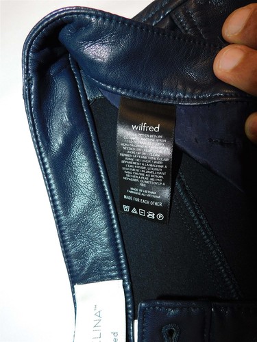 Aritzia Wilfred The Melina Navy Blue Vegan Faux Leather Pants sz 4 - Picture 4 of 5