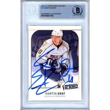 Martin Erat Signed 2009-10 UD Victory #115 Nashville Predators Beckett BAS Auto
