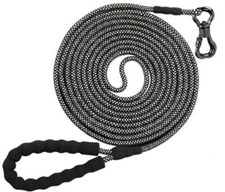 5FT Strong Rope Dog Leash, 360  Swivel Hook w Lock, Padded Handle, Black E