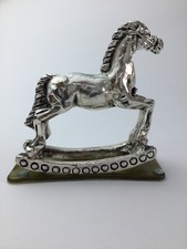 Cavallo a Dondolo Artigianale Resina Ricoperta In Argento Base Vetro di Murano