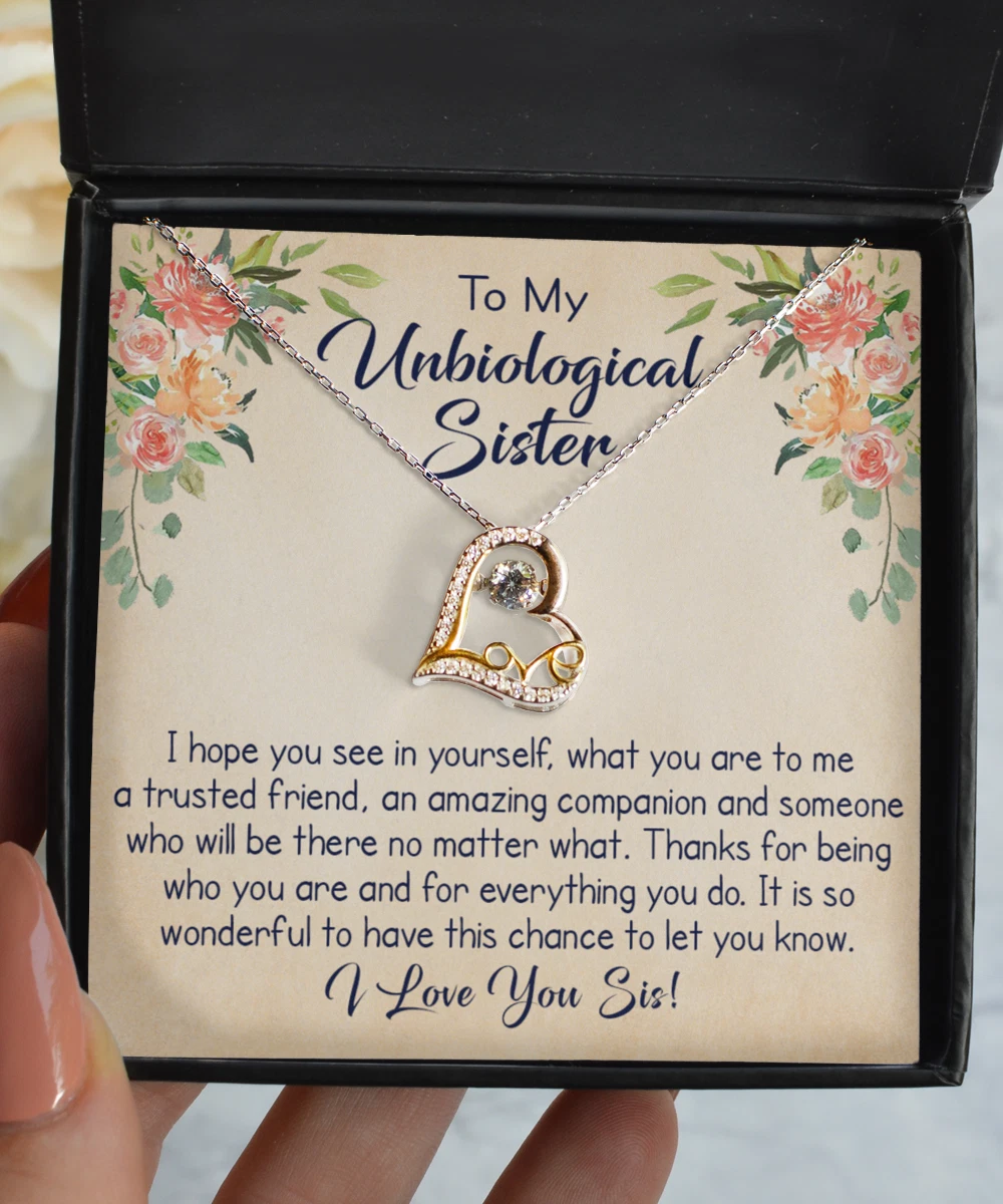 To My Unbiological Sister Silver Precious Necklace BFF Best