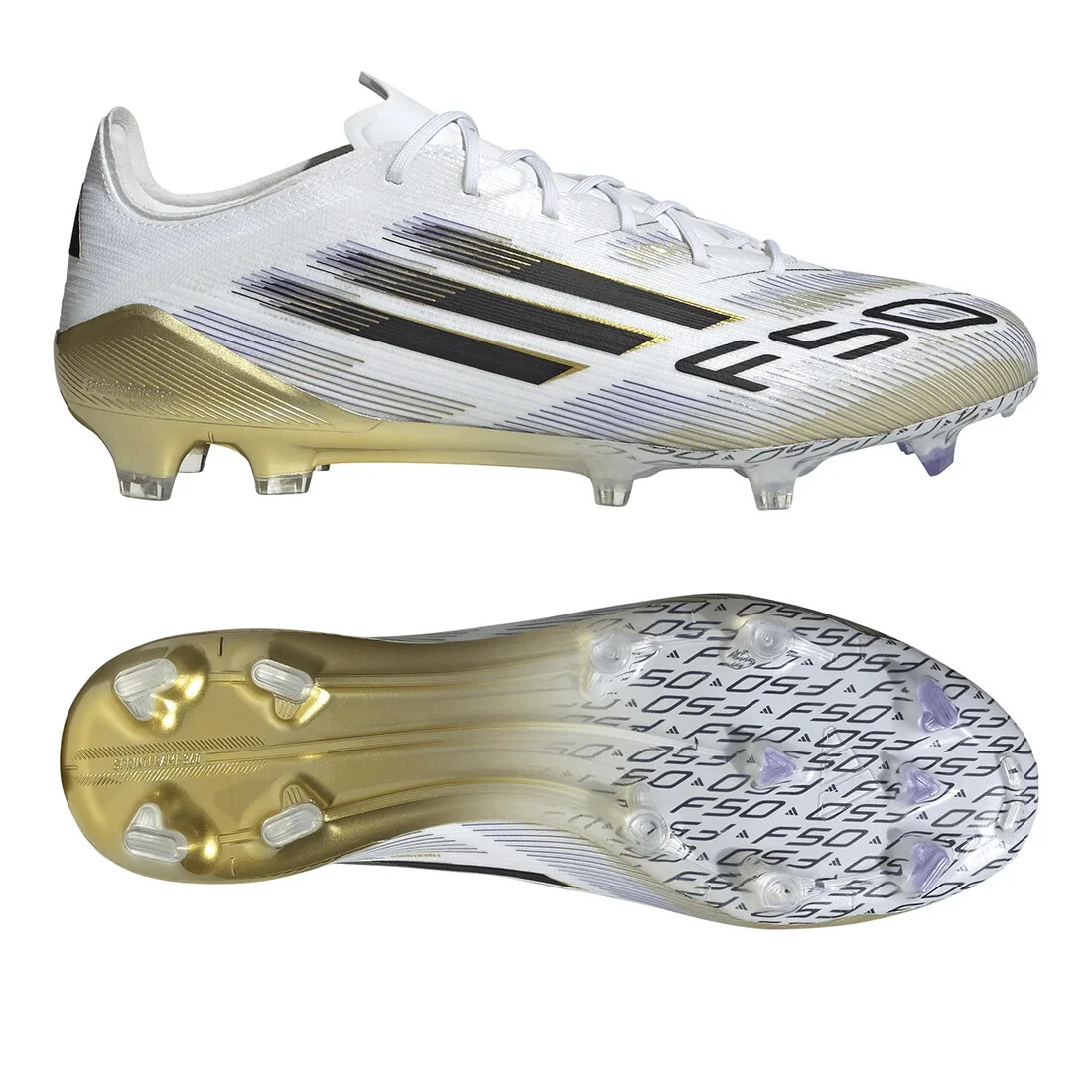 adidas Soccer Cleats F50 ELITE FG Footwear White/ Gold Metallic