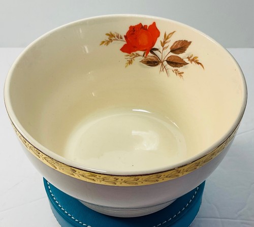 Limoge American Triumph Bowl Vermillion Rose GoldRimGraduatedRibbing Bottom USA