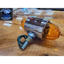 WATERMELON LIGHT AMBER GLASS DOUBLE FACE CHROME DIE CAST PEDESTAL LIGHT 78137