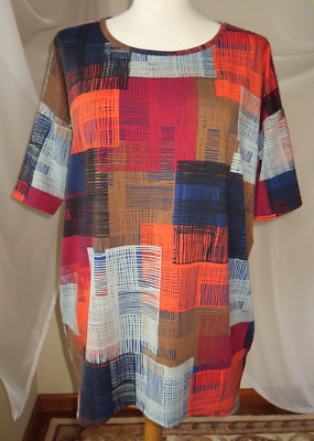 LULA ROE WOMENS BLOUSE/T-SHIRT SHORT SLEEVE MULTICOLOR STRETCH TOP XS NEW