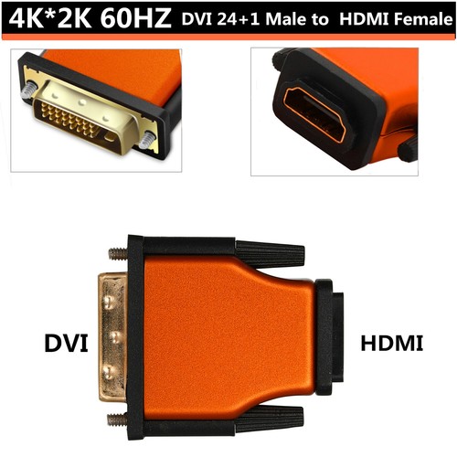 DVI 24+1 to HDMI Video Audio Extension Adapter Converter 4K - Male to Female - Picture 7 of 8
