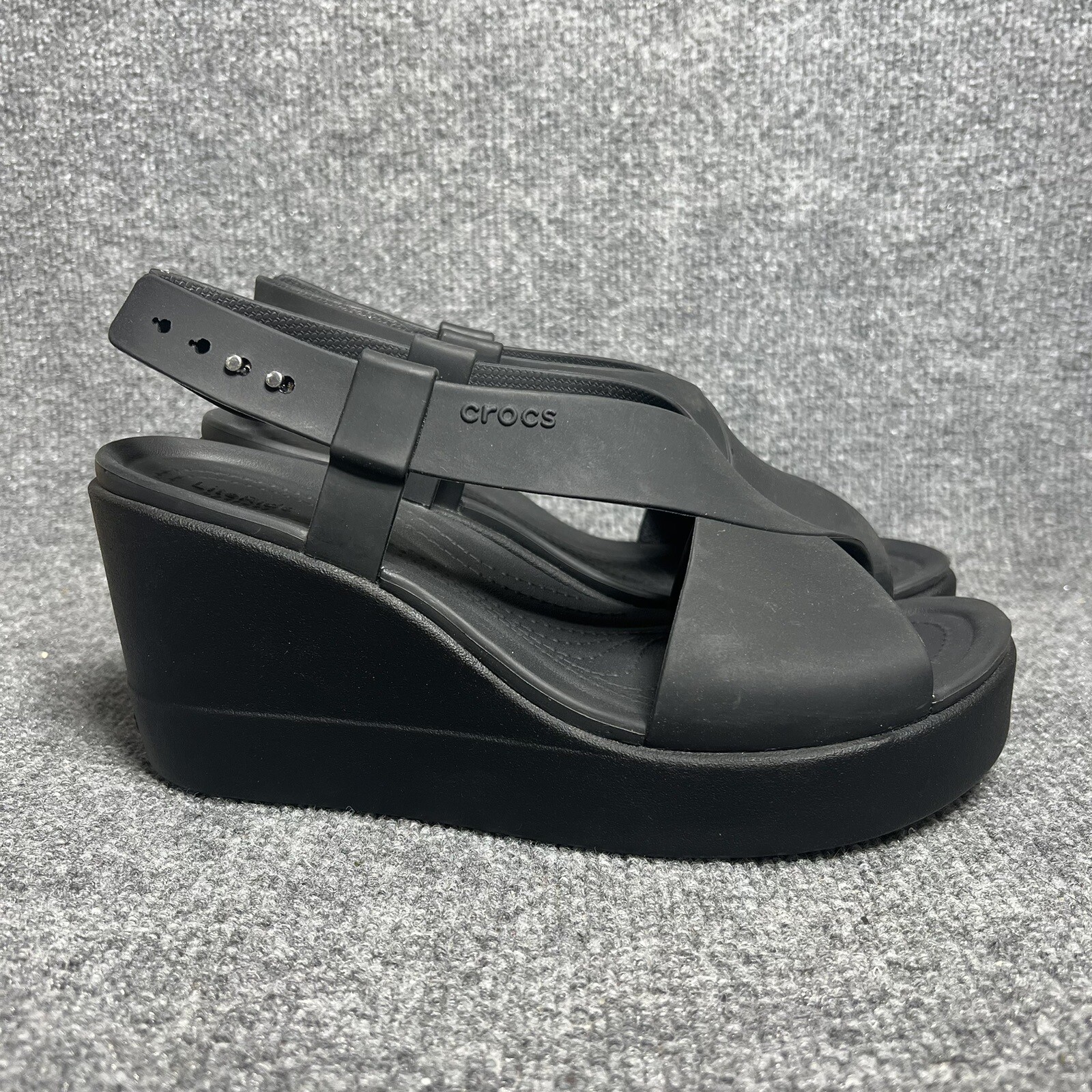 Crocs Brooklyn High Wedge Sandals Women Size 9 Black … Gem