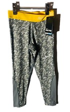 Nike Girls' Pro Cool Allover Print 1 Tights Yellow/Gray - SMALL