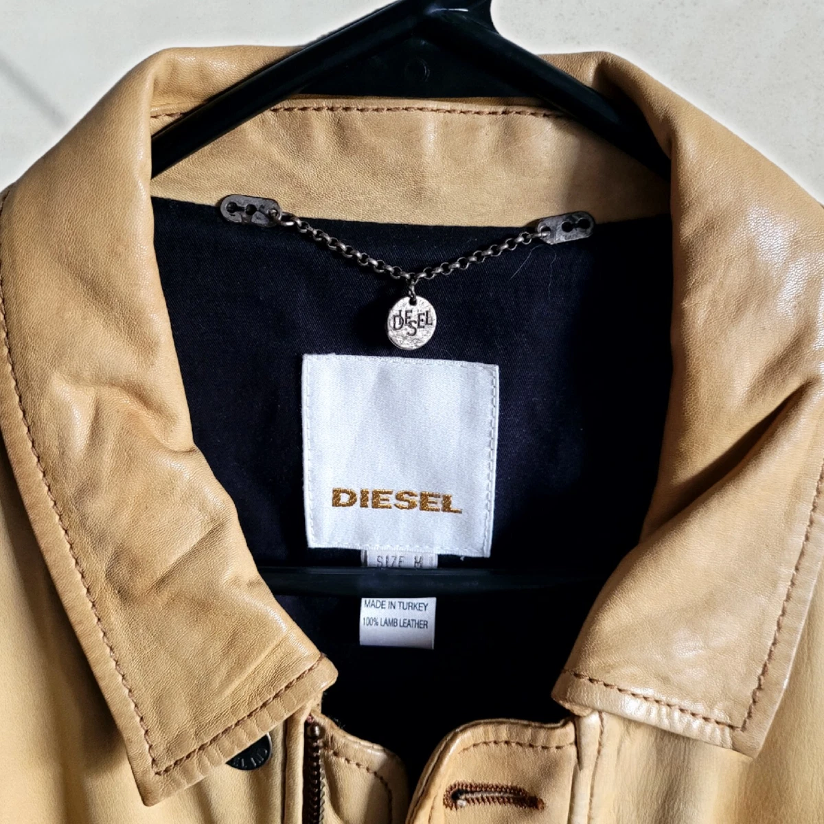 NEW With Tags Men s Diesel Yellow 100 Lambskin Leather Jacket Size Medium