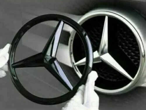 Mercedes Front GLÄNZEND SCHWARZ Grillabzeichen Abdeckung 18,8cm A C CLA GLA ML CLS E KLASSE - Bild 11 von 12