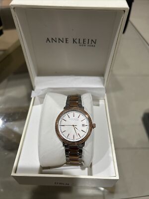 Anne Klein Women s Two-Tone Crystal Watch Sunburst Dial New in Box