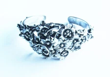STERLING SILVER BLOOMING JASMINE 3D FLOWER CUFF BRACELET