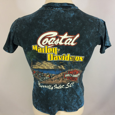 Vintage 80s 90s Acid Wash Tie Dye Harley Davidson Motorcycle T