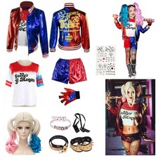 Dame Karneval Harley Quinn Cosplay Kostüm Set Suicide Squad Jacket Outfit Suit👑