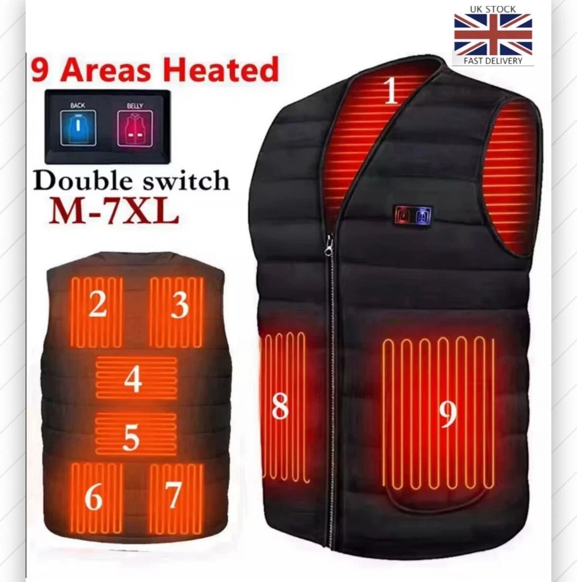Mens Womens Electric USB Heated Vest Gilet Jacket Power Bank Hiking Camping 2026