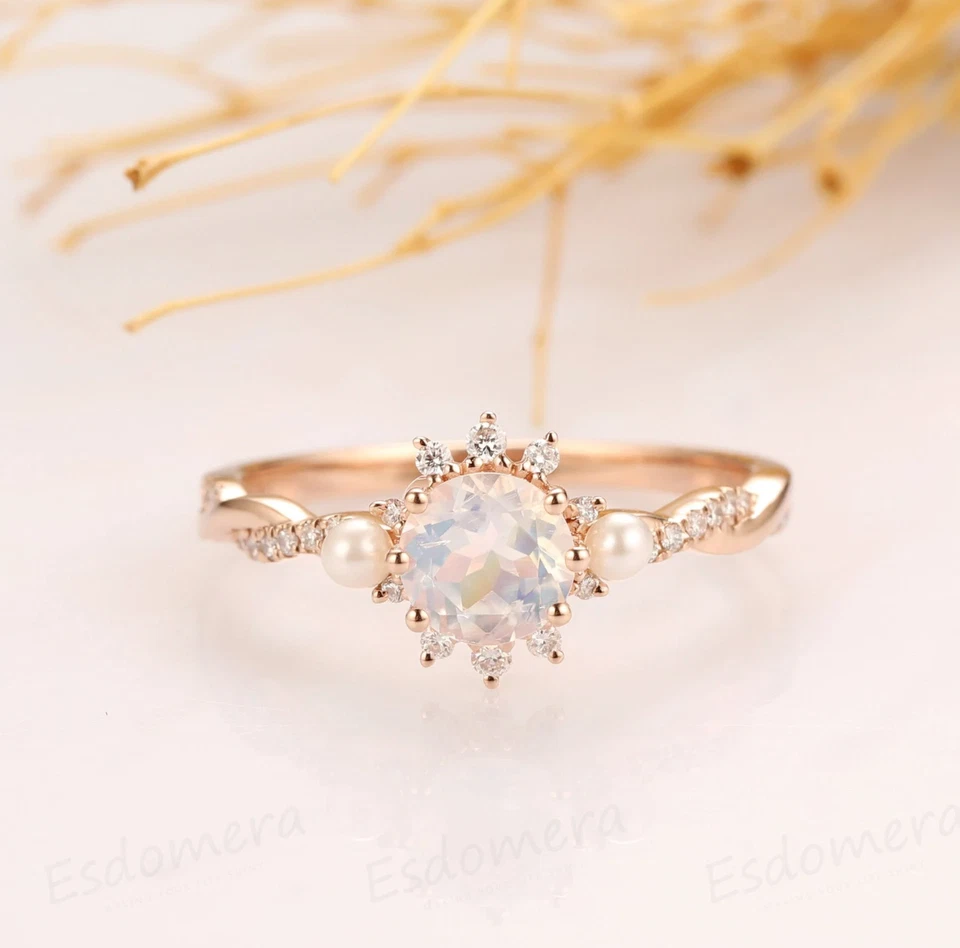 Anillo de compromiso piedra lunar Foto 3 de 4