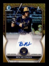 BEN METZINGER 2023 BOWMAN CHROME ROOKIE GOLD SHIMMER AUTOGRAPH AUTO #44/50 T6502