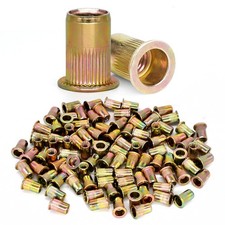 100Pcs 1/4-20 UNC Rivet Nuts, Zinc Plated Carbon Steel Threaded Rivet Insert ...