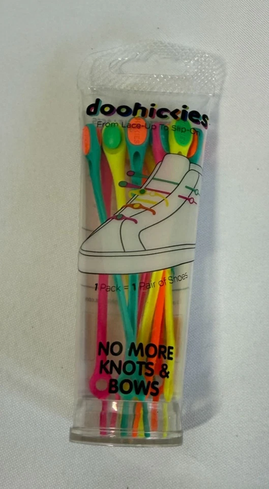 Cordones elásticos para zapatos Doohickies sin corbata talla única colores neón arco iris NUEVO Foto 2 de 3