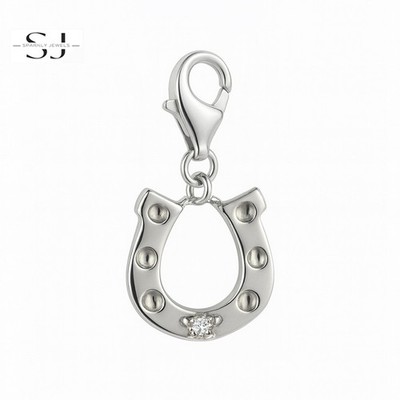 925 Sterling Silber Hufeisen Clip On Charm Karabinerverschluss für Armband