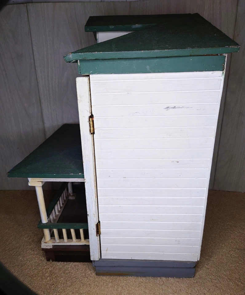 Antigua casa de muñecas grande de madera estilo victoriano de granja, 4 habitaciones, 22" Foto 4 de 4