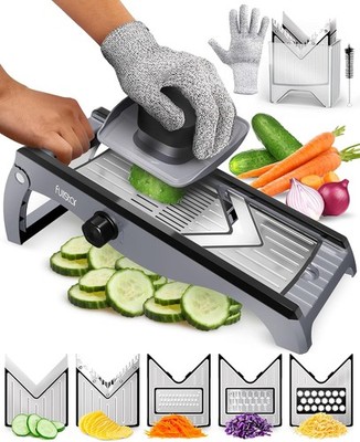 7-in-1 Verstellbar Edelstahl Mandoline Gemüsehobel Gemüsereibe - Gurkenhobel D
