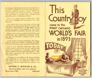 C.1920 CHICAGO ARTHUR T. MCINTOSH REAL ESTATE 1893 WORLD FAIR PROMO BROCHURE F59