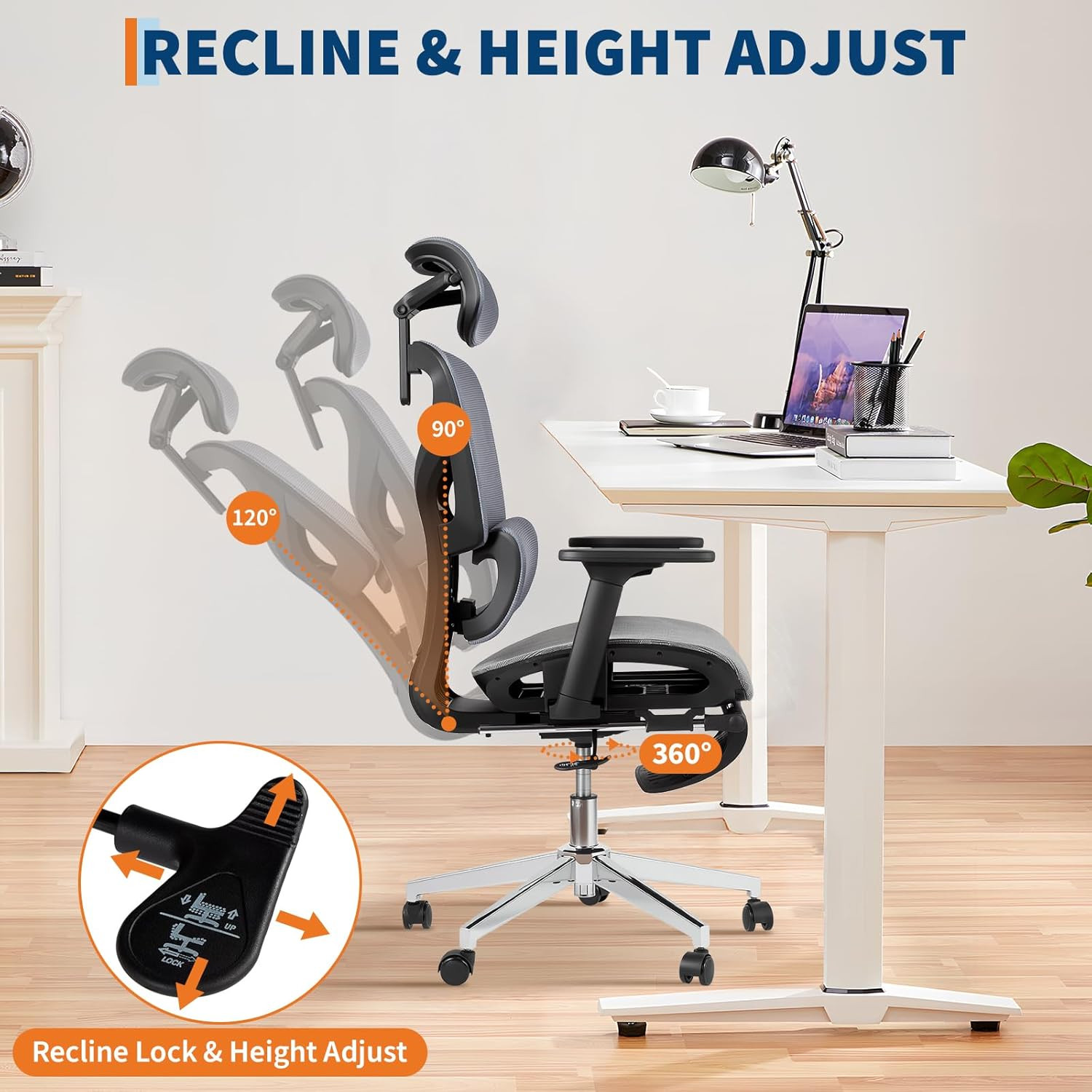 Ergonomic Mesh Office Chair with Adjustable Armrests & High Back Support