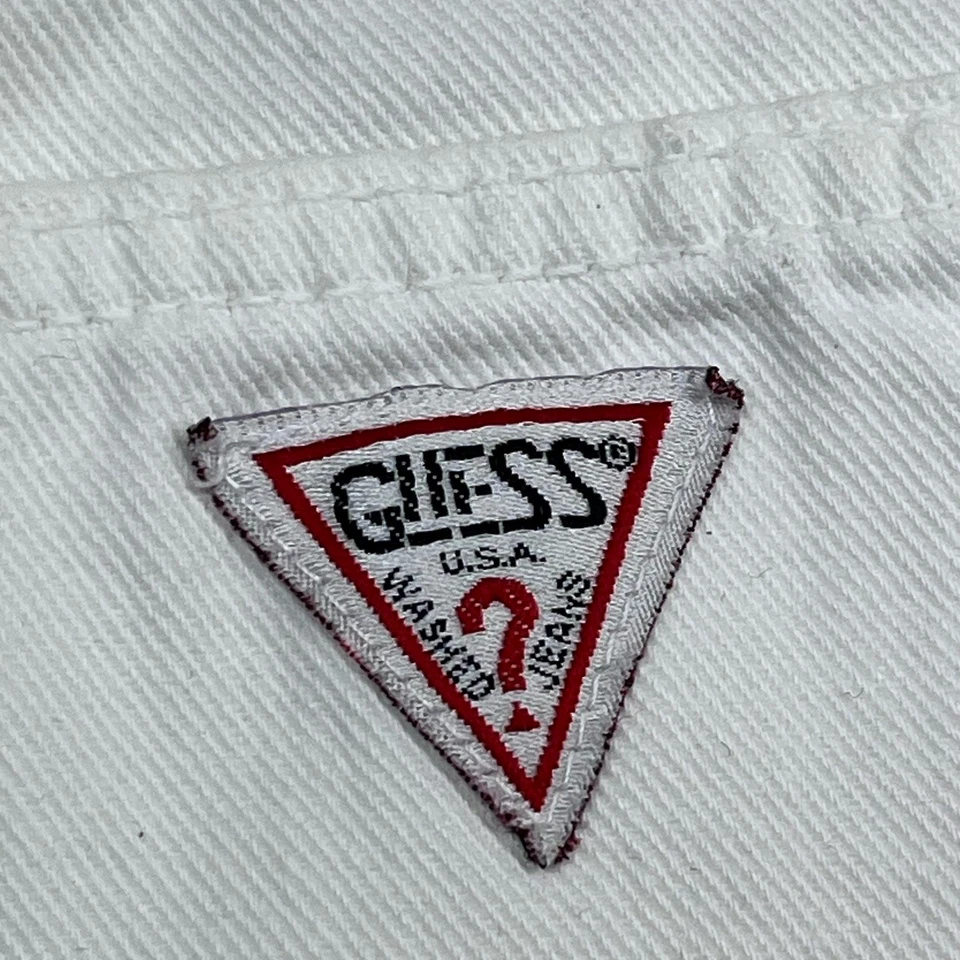 Pantalones Cortos Jean Mamá Vintage Años 90 Guess Talla 28 Blanco Hecho en EE. UU. Foto 3 de 4