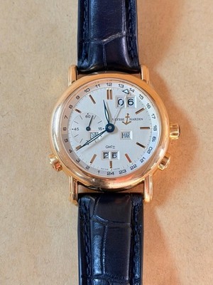 Ulysse Nardin GMT +/- Perpetual Auto Rose GoldMens Strap Watch Date 326-22