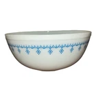 Vintage 1970s Pyrex Snowflake Garland Blue/White Mixing Bowl # 404 FS 4 Quart