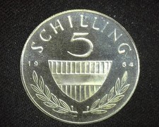 AUSTRIA 1964 5 SCHILLING .107 ASW KM2889 SILVER CHOICE PROOF ~E45