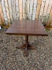Square Solid Oak Pedestal Bistro Table. Vintage. Delivery Option