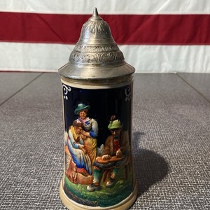 Vintage West Germany Beer Stein With Pewter Lid 9", .5L