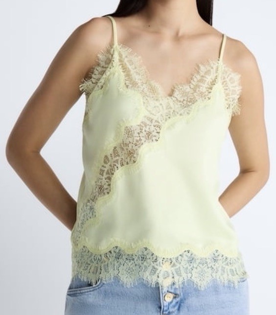The Devil Wears Prada Womens Lace Trim Yellow Top Size XXL Satin Feel Sexy