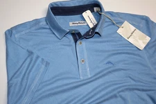 Tommy Bahama Polo Shirt Paradiso Cove Marlin Chambray Blue ST25393 SS Medium M