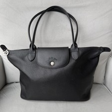 Borsa a mano Longchamp nera Le Pliage in pelle