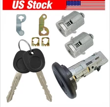 For 01-07 Chevrolet Ignition Key Switch Cylinder Kit w/ 2 Keys and Door Locks US