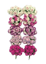 100 pcs mini Rose mixed Pink colors Mulberry Paper Flower 15-18 mm Scrap Booking