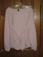 Shein Curve Dusty Rose Pullover LS Sleeve Blouse & Attached Tie Belt - Size 4XL